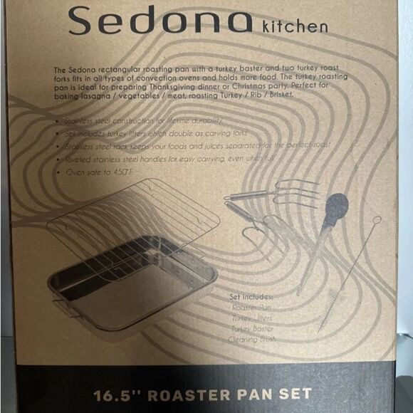 Sedona Kitchen 16.5” Stainless Steel Roaster Pan Set 6-Pieces - Picture 2 of 4